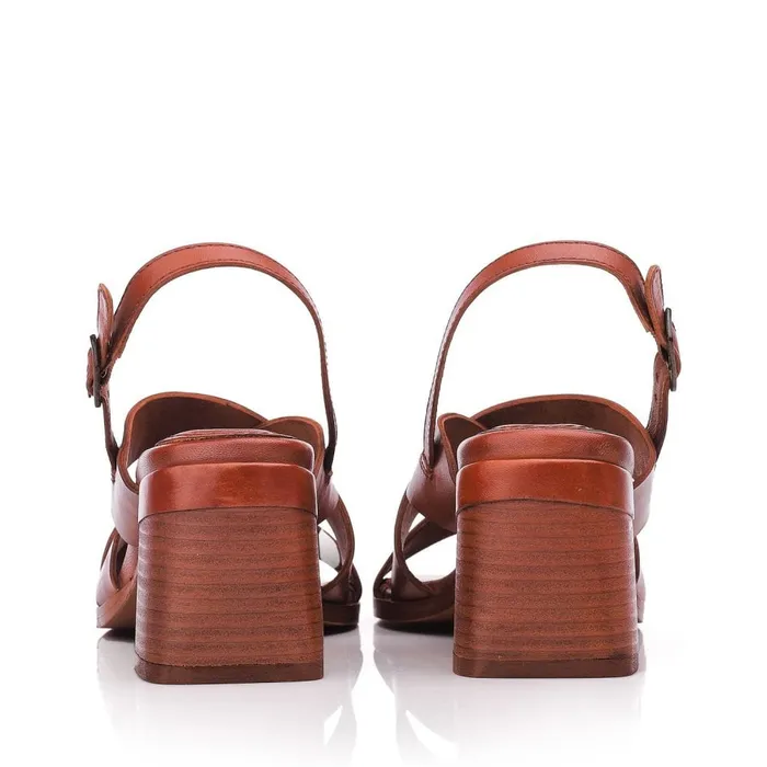 Heeled Sandals Women Moda In Pelle Leeana Tan Leather