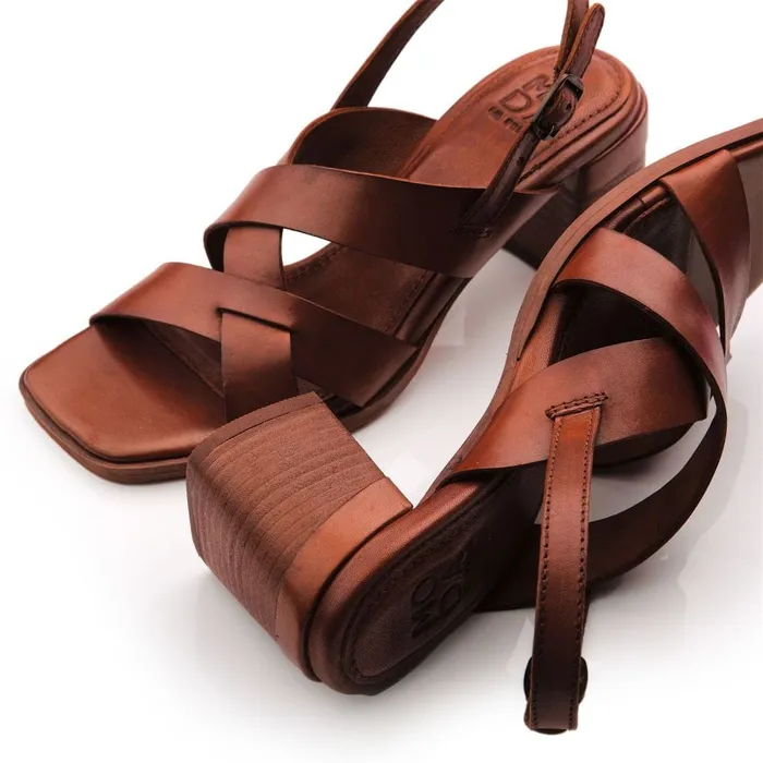 Heeled Sandals Women Moda In Pelle Leeana Tan Leather