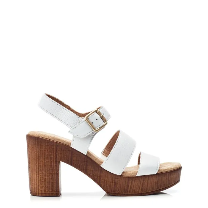 Heeled Sandals Women Moda In Pelle Moniqua White Leather