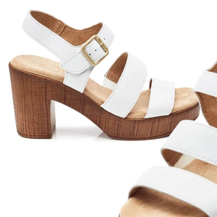 Heeled Sandals Women Moda In Pelle Moniqua White Leather