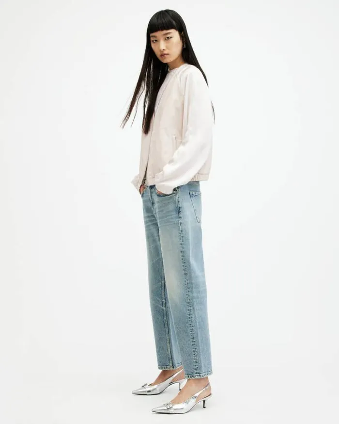Helton Contrast Leather Bomber Jacket Off White Women AllSaints Jackets and Coats Helton Contrast Leather Bomber Jacket Off White Women AllSaints Jackets and Coats
