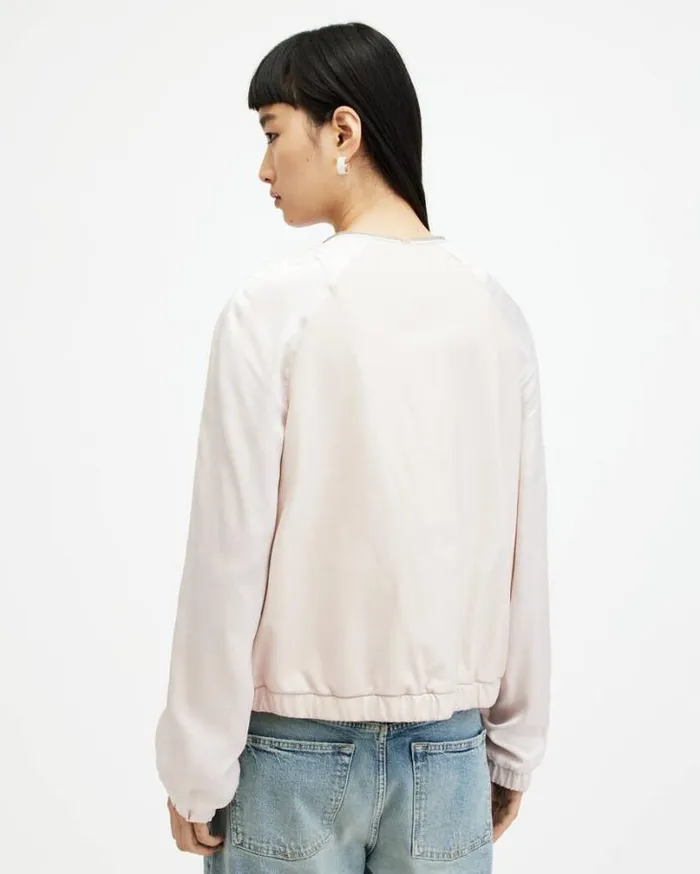 Helton Contrast Leather Bomber Jacket Off White Women AllSaints Jackets and Coats Helton Contrast Leather Bomber Jacket Off White Women AllSaints Jackets and Coats