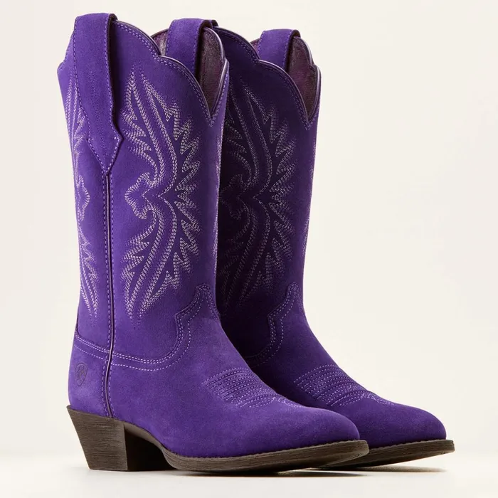 Heritage R Toe StretchFit Western Boot Violet Suede Women Ariat Western Boots Heritage R Toe StretchFit Western Boot Violet Suede Women Ariat Western Boots