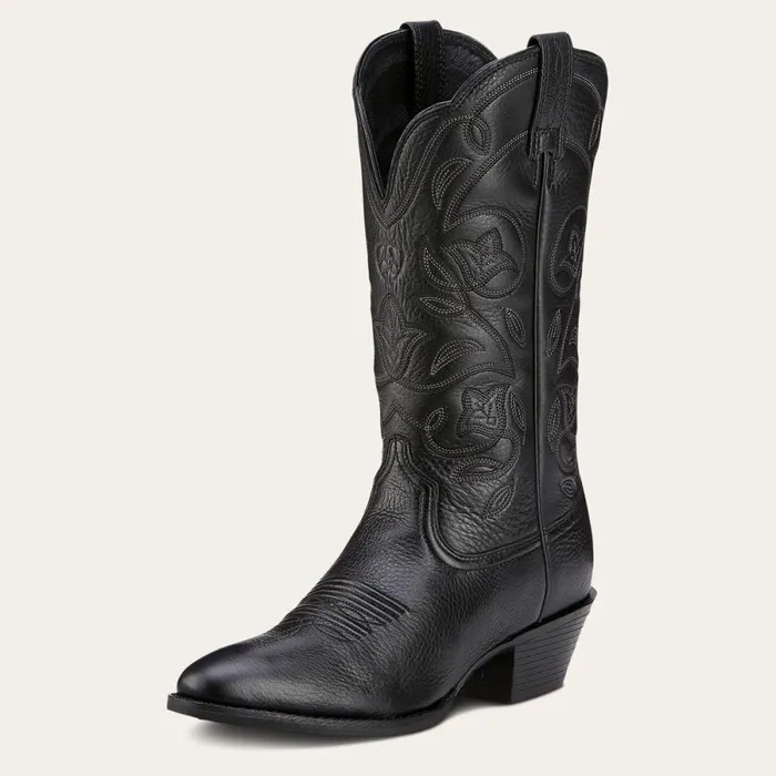Heritage R Toe Western Boot Black Deertan Women Ariat Western Boots
