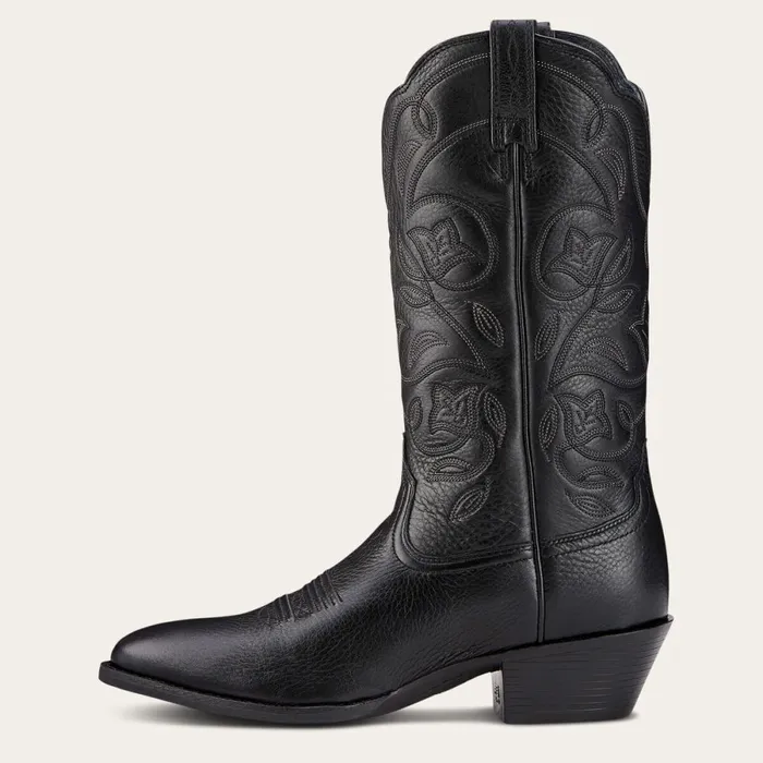 Heritage R Toe Western Boot Black Deertan Women Ariat Western Boots