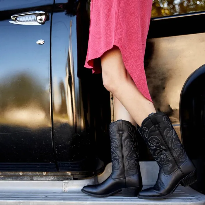 Heritage R Toe Western Boot Black Deertan Women Ariat Western Boots
