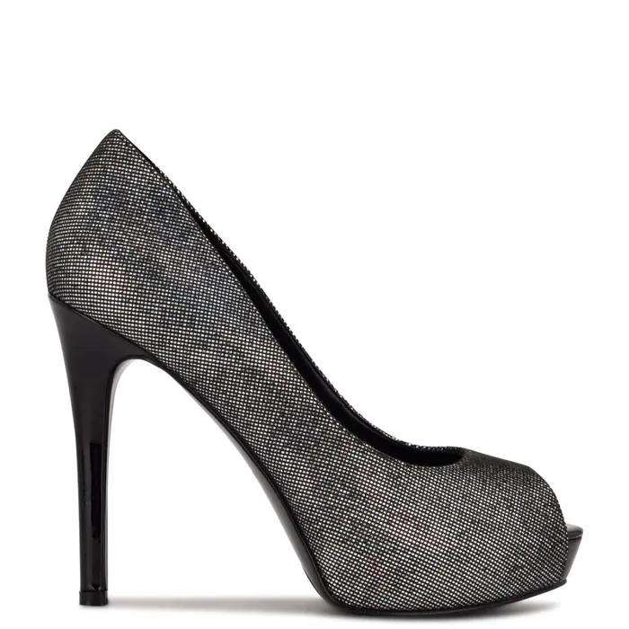 Hethr Platform Peep Toe Pumps Silverblack Holographic Women Nine West Pumps