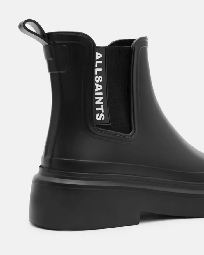 Hetty Logo Rubber Ankle Boots Black Women AllSaints Shoes and Boots