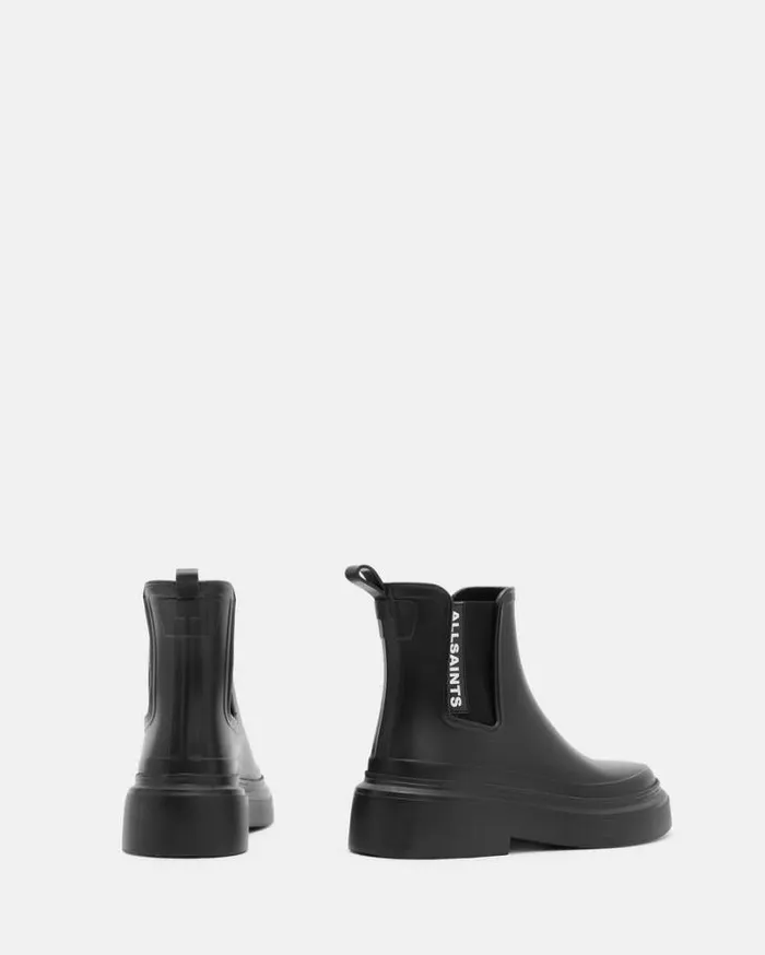 Hetty Logo Rubber Ankle Boots Black Women AllSaints Shoes and Boots