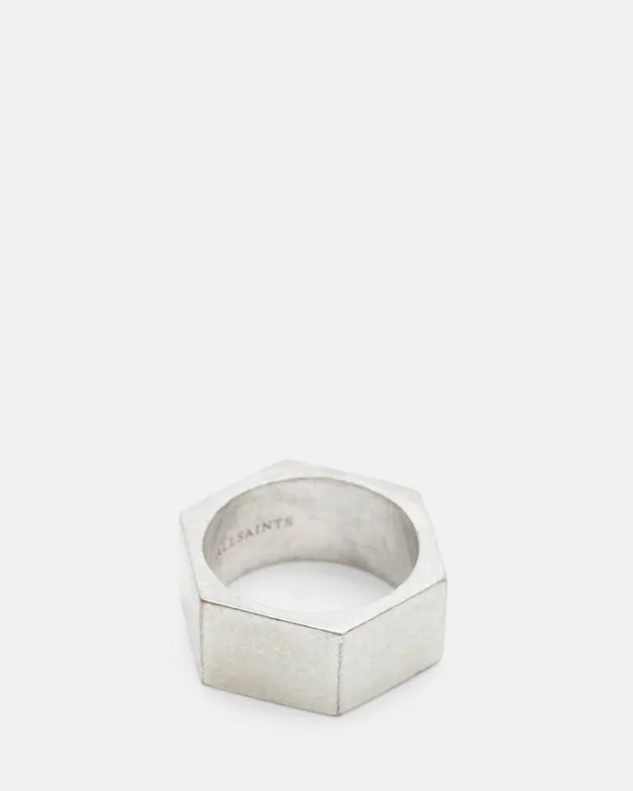 Hex Sterling Silver Bolt Ring Warm Silver Men AllSaints Jewelry