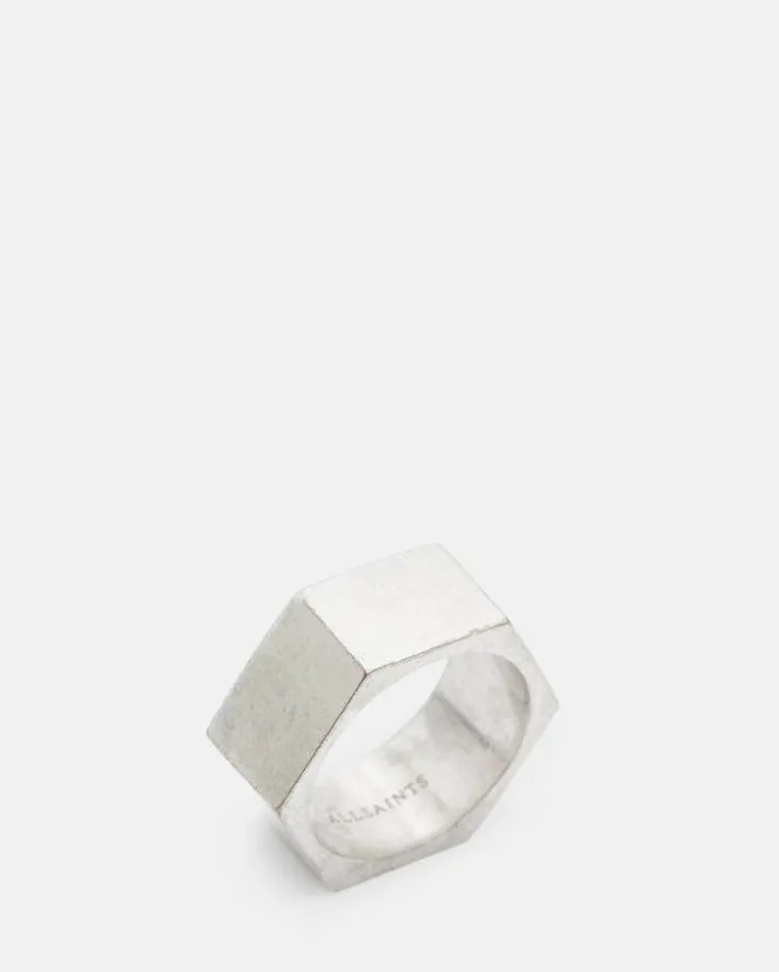 Hex Sterling Silver Bolt Ring Warm Silver Men AllSaints Jewelry