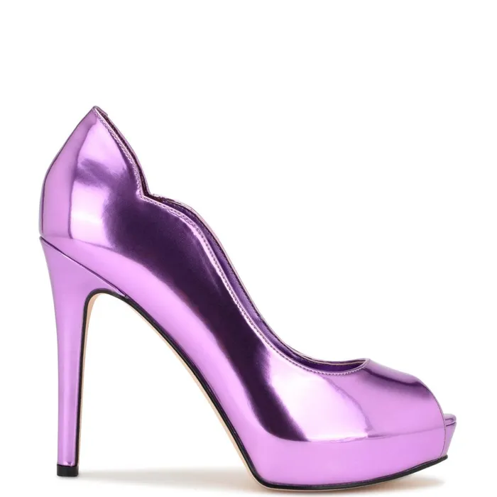 Hilare Peep Toe Pumps Purple Mirror Metallic Women Nine West Pumps