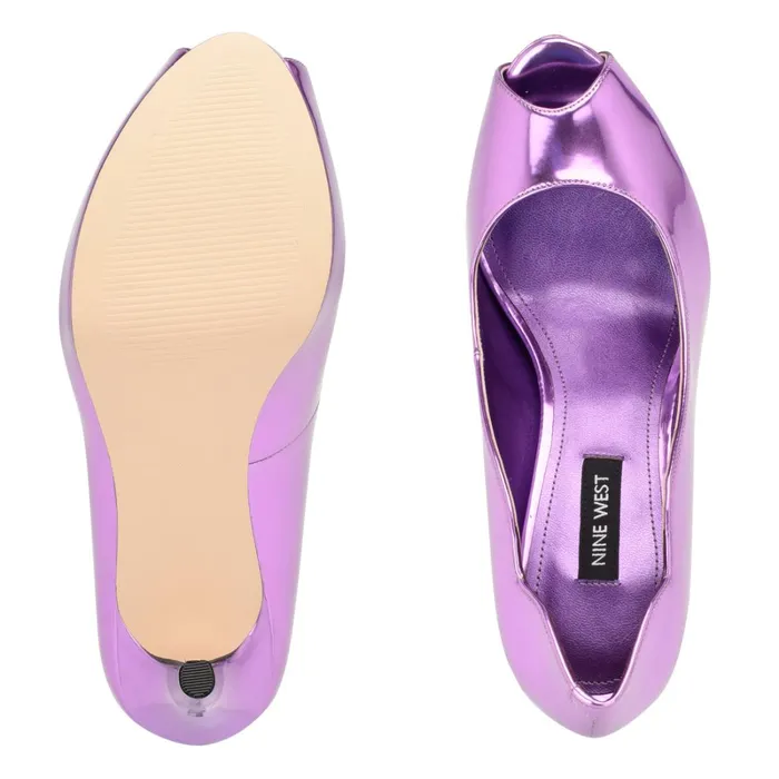 Hilare Peep Toe Pumps Purple Mirror Metallic Women Nine West Pumps Hilare Peep Toe Pumps Purple Mirror Metallic Women Nine West Pumps