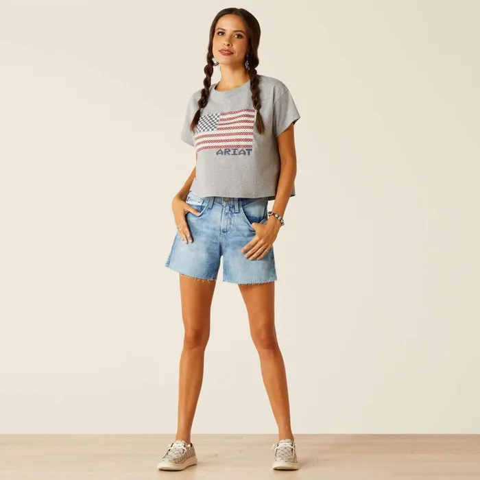 Homespun Flag TShirt Heather Grey Women Ariat TShirts and Tops Homespun Flag TShirt Heather Grey Women Ariat TShirts and Tops