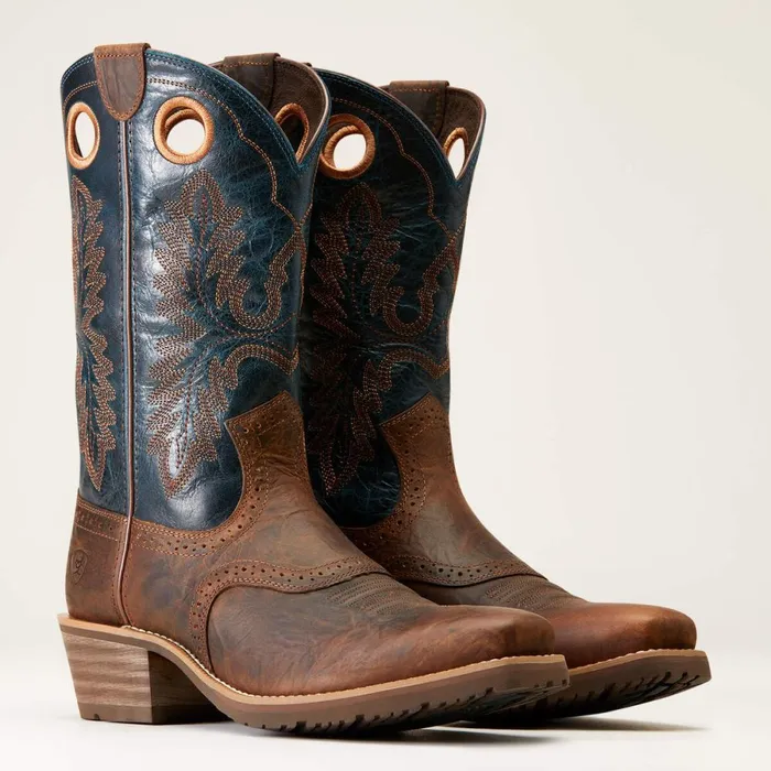 Hybrid Roughstock Square Toe Cowboy Boot Fiery Brown Crunch Men Ariat Western Boots Hybrid Roughstock Square Toe Cowboy Boot Fiery Brown Crunch Men Ariat Western Boots