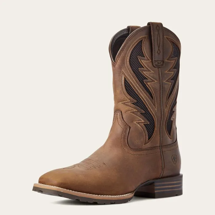 Hybrid VentTEK Western Boot Distressed Tan Men Ariat Western Boots