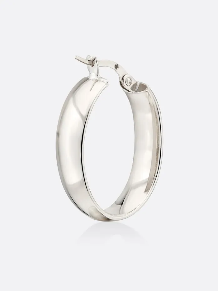Icons White Gold Oval Hoop Earrings White Gold Women Brochu Walker Fine Jewelry