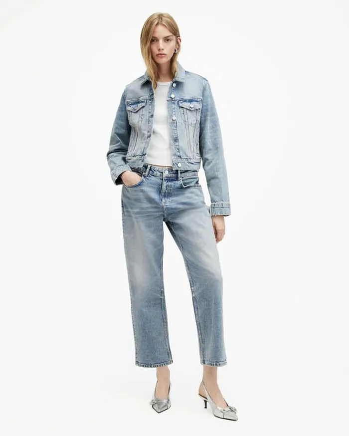 Ida Cropped Straight Denim Jeans Vintage Indigo Women AllSaints Pants and Leggings