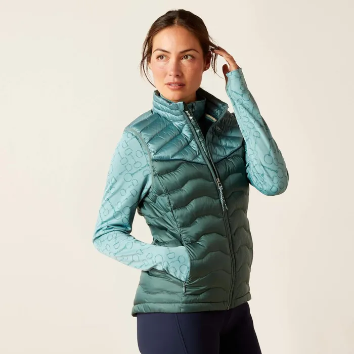 Ideal Down Vest Iridescent Arcticsilver Pine Women Ariat Jackets and Vests