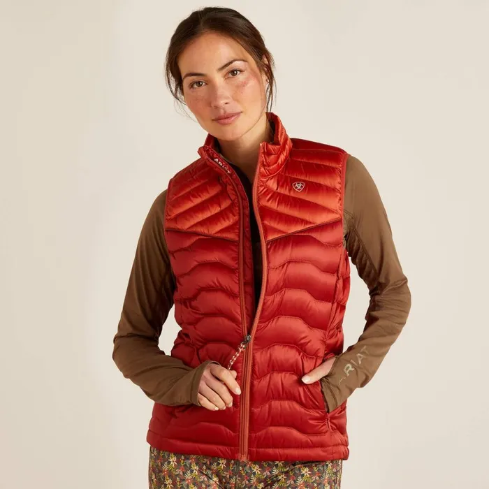 Ideal Down Vest Iridescent Red Ochreburnt Bri Women Ariat English Riding