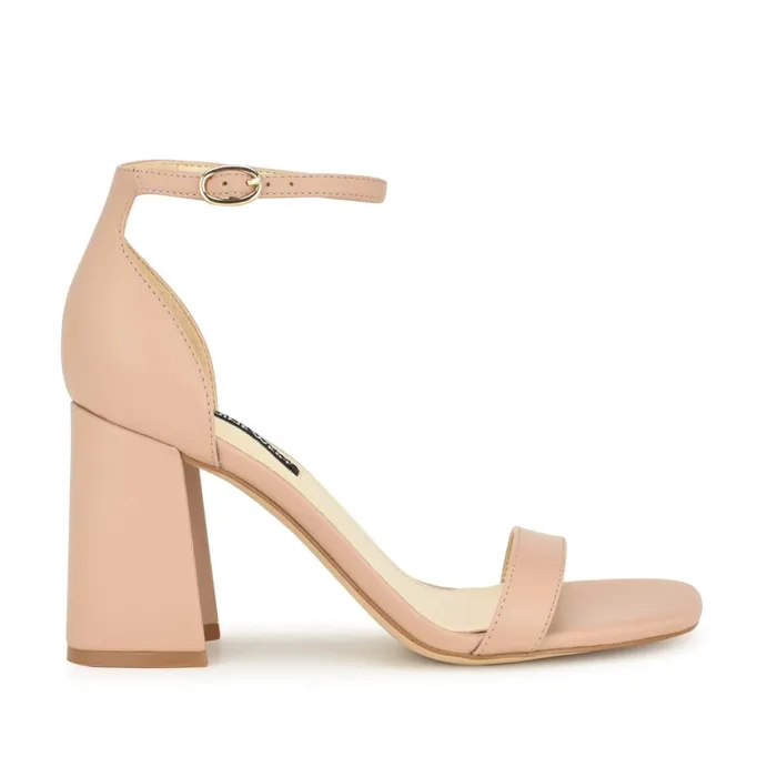 Ilea Ankle Strap Sandals Natural Women Nine West Mid Heels