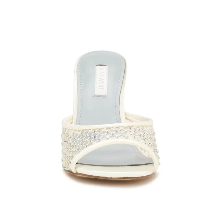 Iriep Heeled Slide Sandals Ivory Mesh Women Nine West Sandals Iriep Heeled Slide Sandals Ivory Mesh Women Nine West Sandals
