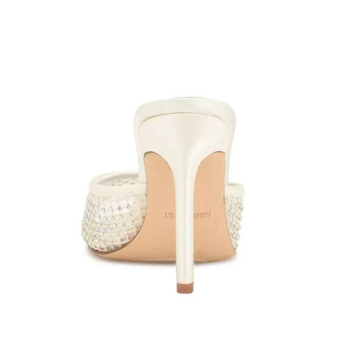 Iriep Heeled Slide Sandals Ivory Mesh Women Nine West Sandals Iriep Heeled Slide Sandals Ivory Mesh Women Nine West Sandals
