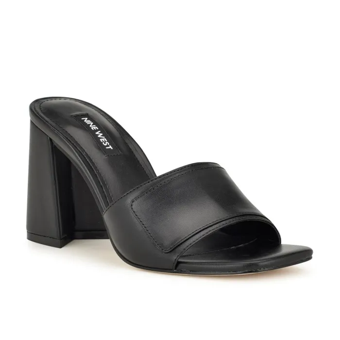 Iriss Slide Sandals Black Women Nine West Heeled
