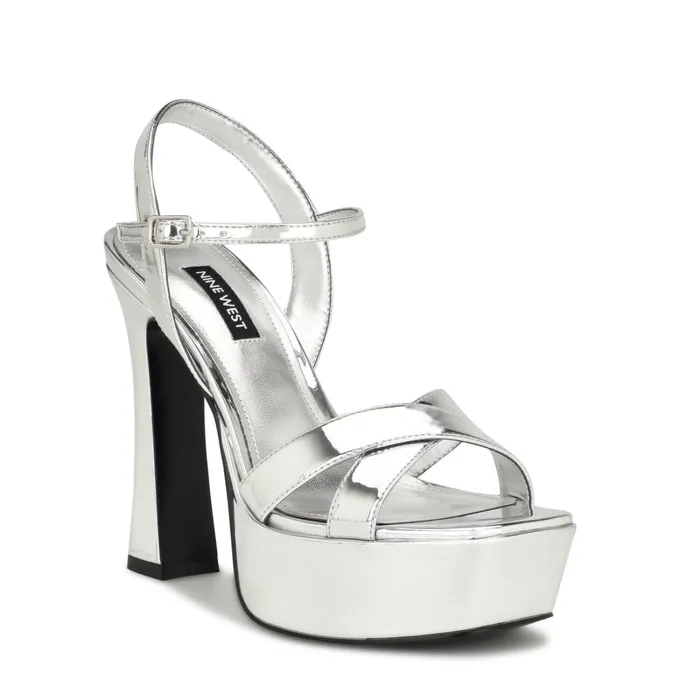 Iriv Platform Sandals Silver Women Nine West Dress Iriv Platform Sandals Silver Women Nine West Dress