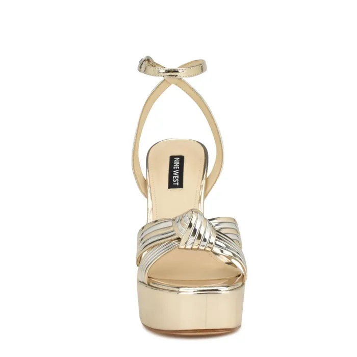 Irna Platform Ankle Strap Knotted Sandals Platino Women Nine West High Irna Platform Ankle Strap Knotted Sandals Platino Women Nine West High