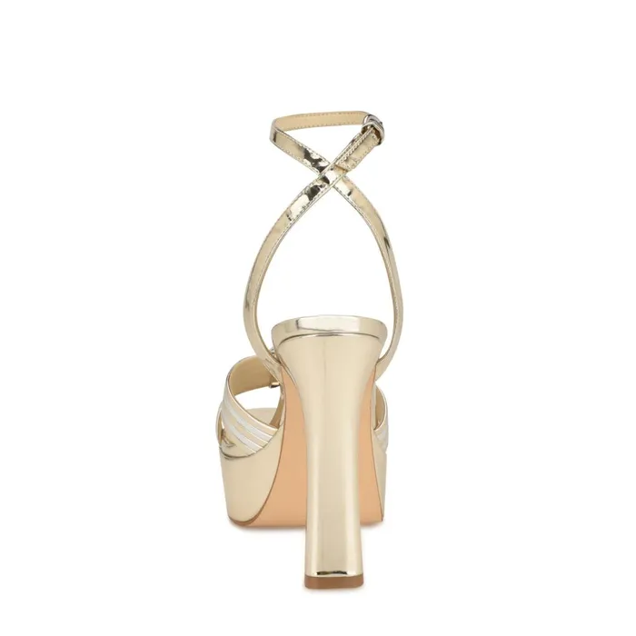 Irna Platform Ankle Strap Knotted Sandals Platino Women Nine West High Irna Platform Ankle Strap Knotted Sandals Platino Women Nine West High