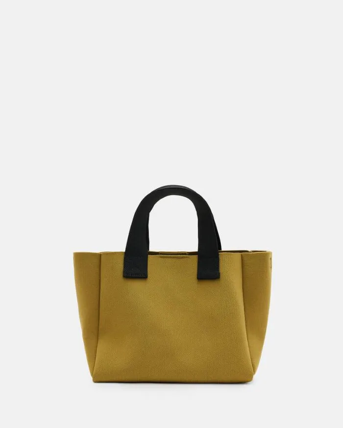 Izzy Logo Print Knitted Mini Tote Bagg Sap Green Women AllSaints Handbags and Wallets Izzy Logo Print Knitted Mini Tote Bagg Sap Green Women AllSaints Handbags and Wallets