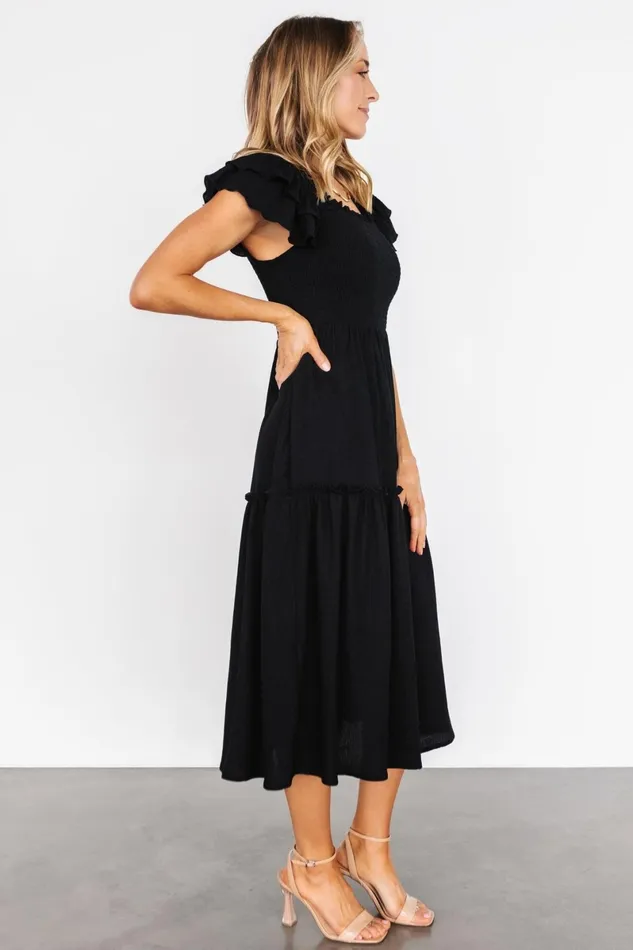 Jacie Smocked Midi Dress Black Women Baltic Born Midi Dresses