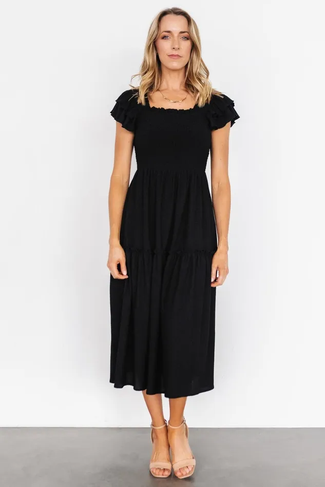 Jacie Smocked Midi Dress Black Women Baltic Born Midi Dresses
