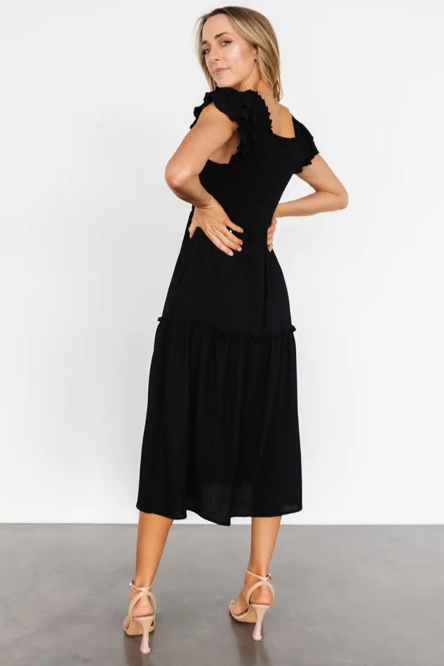 Jacie Smocked Midi Dress Black Women Baltic Born Midi Dresses