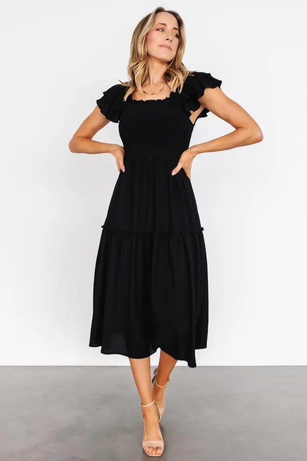 Jacie Smocked Midi Dress Black Women Baltic Born Midi Dresses