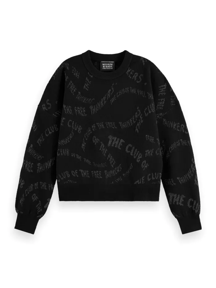 JACQUARD RELAXED PULLOVER Evening Black Women Scotch and Soda Sweatshirts and Hoodies