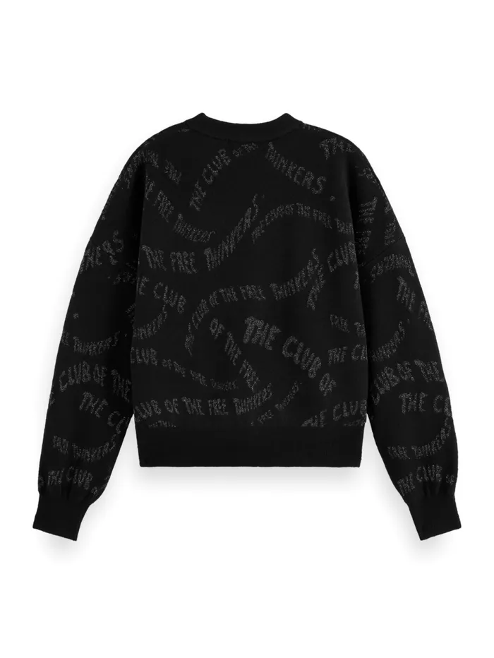 JACQUARD RELAXED PULLOVER Evening Black Women Scotch and Soda Sweatshirts and Hoodies JACQUARD RELAXED PULLOVER Evening Black Women Scotch and Soda Sweatshirts and Hoodies
