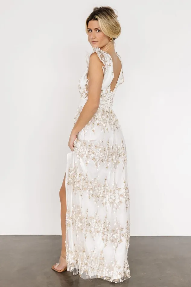Jasmine Embossed Maxi Dress White Gold Women Baltic Born Bridal Jasmine Embossed Maxi Dress White Gold Women Baltic Born Bridal