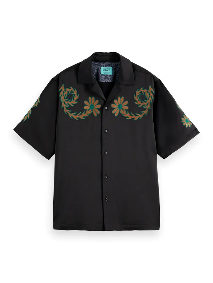 JOE JONAS X SCOTCH SODA EMBROIDERY SATEEN SS SHIRT Black Men Scotch and Soda Shirts
