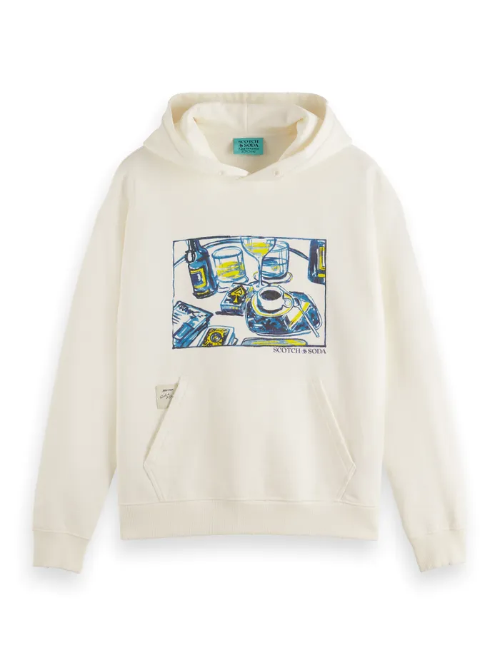 JOE JONAS X SCOTCH SODA WASHED ARTWORK HOODIE Ice Blue Men Scotch and Soda Sweatshirts and Hoodies JOE JONAS X SCOTCH SODA WASHED ARTWORK HOODIE Ice Blue Men Scotch and Soda Sweatshirts and Hoodies