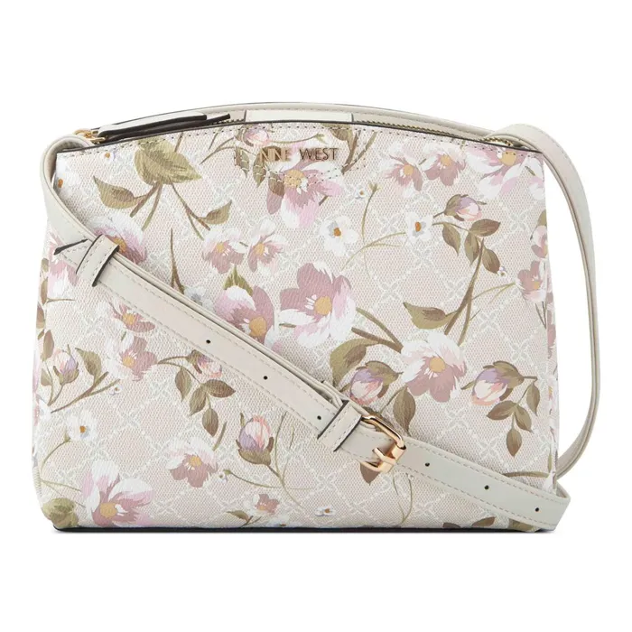 Jorie Jet Set Crossbody Floral Logo Milk Women Nine West Crossbody