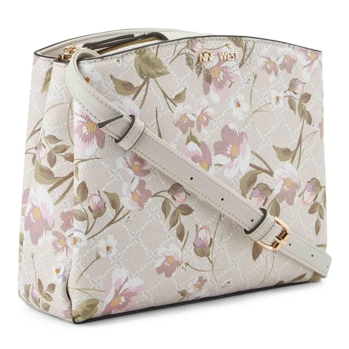 Jorie Jet Set Crossbody Floral Logo Milk Women Nine West Crossbody Jorie Jet Set Crossbody Floral Logo Milk Women Nine West Crossbody