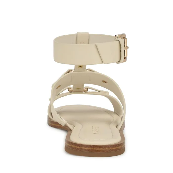 Jouise Ankle Strap Flat Sandals Ivory Women Nine West Flats Jouise Ankle Strap Flat Sandals Ivory Women Nine West Flats