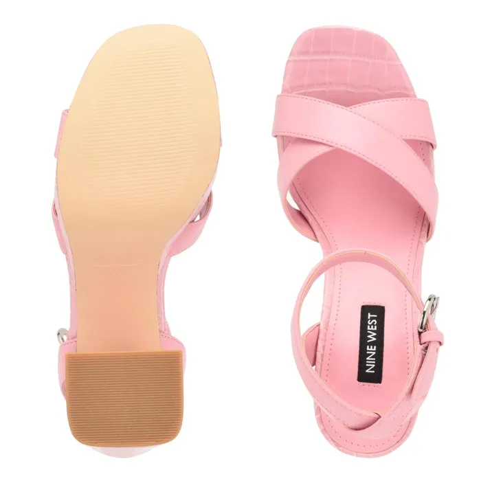 Joya Platform Sandals Pink Croco Women Nine West High Heels Joya Platform Sandals Pink Croco Women Nine West High Heels