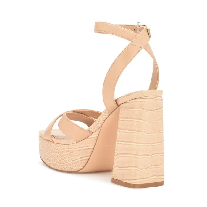 Joya Platform Sandals Warm Blush Croco Women Nine West Heeled Joya Platform Sandals Warm Blush Croco Women Nine West Heeled