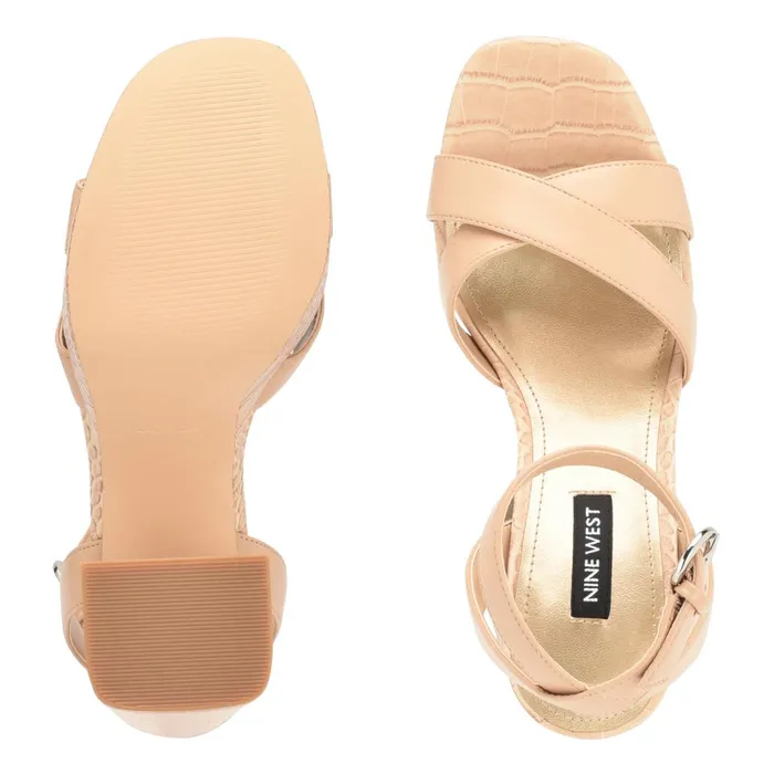 Joya Platform Sandals Warm Blush Croco Women Nine West Heeled Joya Platform Sandals Warm Blush Croco Women Nine West Heeled