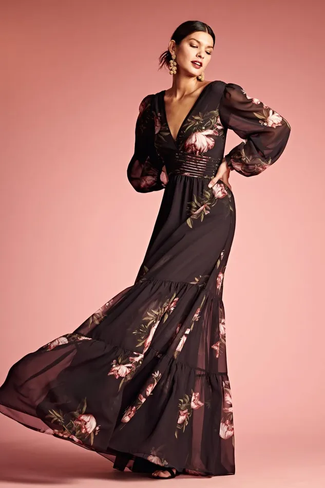 Jules Gown 8211 Noir Blossom Women Sachin and Babi Covered