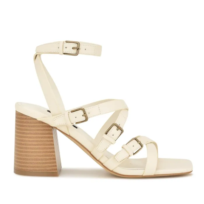Karrly Ankle Strap Heeled Sandals Ivory Women Nine West Dress