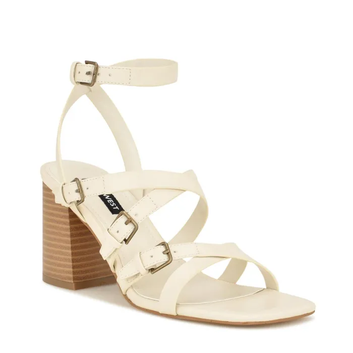 Karrly Ankle Strap Heeled Sandals Ivory Women Nine West Dress Karrly Ankle Strap Heeled Sandals Ivory Women Nine West Dress
